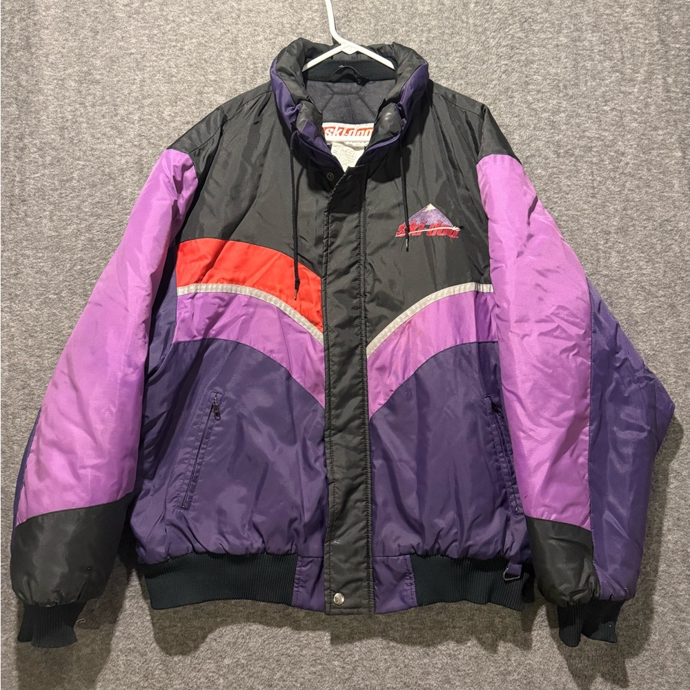 Ski Doo Vtg 90s Jacket Coat Mens 2XL purple black colorblock zip insulated lined